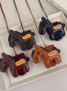 皮质小马蜡绳挂脖眼镜夹女出游便携式长款毛衣链多功能户外配