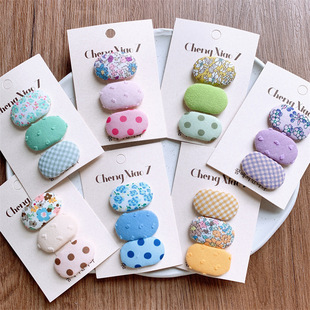 可爱迷你儿童椭圆碎花波点发夹小女孩侧边刘海夹宝宝碎发BB夹发卡