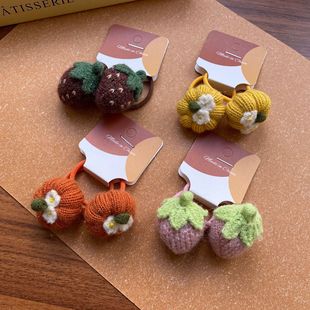 秋冬新款 手工毛线头绳女童水果橡皮筋扎发高级感发圈马尾辫绕绕绳