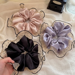 温柔气质网纱波点珠珠吊坠大肠圈网红新款 扎头发 气质发圈时尚