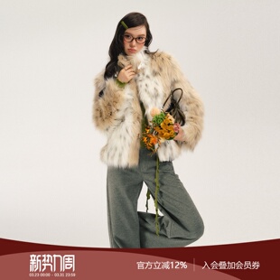 原创中古风拼色豹纹保暖加厚环保皮草外套 豹力美学 SASSY MOODY