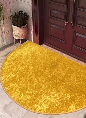 半圆形金色地垫招财进宝入户门垫进门防滑脚垫客厅玄关土黄色地毯