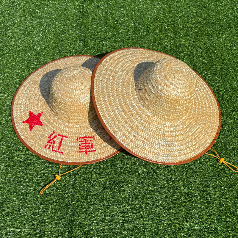 麦秆草帽子农民防晒定制印字logo
