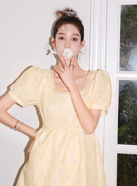 国现s  特价款 LJOS 嫩黄色草莓纹理公主裙俏皮连衣裙 不退不换