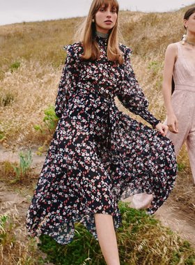 国现-澳洲Keepsake2019新品时尚优雅气质印花长袖飘逸连衣裙