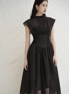 国现-越南CHATS经典款纯色高腰显瘦连衣裙女度假日常轻礼服连衣裙