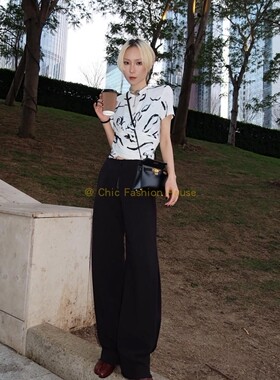 LOOSINGWHITE特价款229 高级冰感印花短款T恤黑色