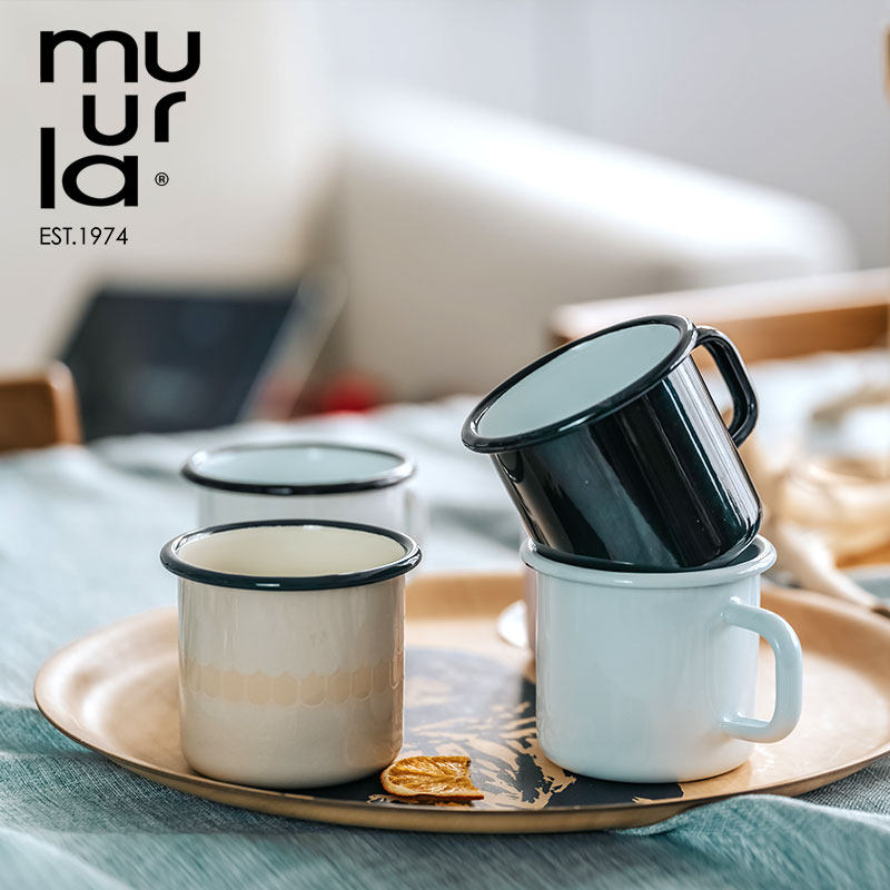 芬兰muurla北欧搪瓷马克杯ins风水杯简约咖啡杯家用创意杯子370ml