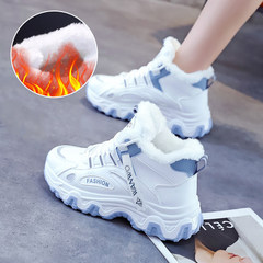 真皮老爹鞋女2024年新款冬季运动棉鞋加绒加厚网红爆款高帮雪地靴