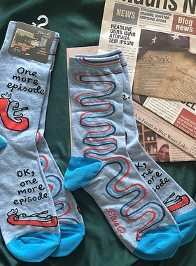 SOCK DAD 现货美式BlueQ街头艺术薄袜子花袜手绘插画男女长袜