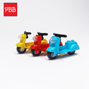 小积木颗粒电动摩托车人仔用品脚踏车自行车单车DIY零件交通工具