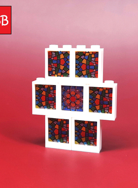 小颗粒积木窗户1x2x2玻璃窗兼容60592+60601零件房屋彩色天窗配件