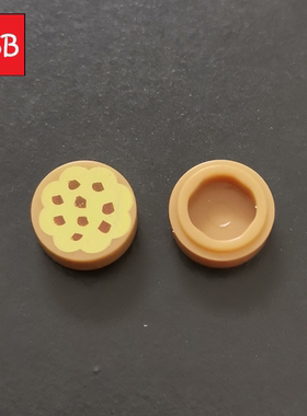 小积木颗粒1孔曲奇饼干图案印刷件98138pb014零件DIY食物道具配件