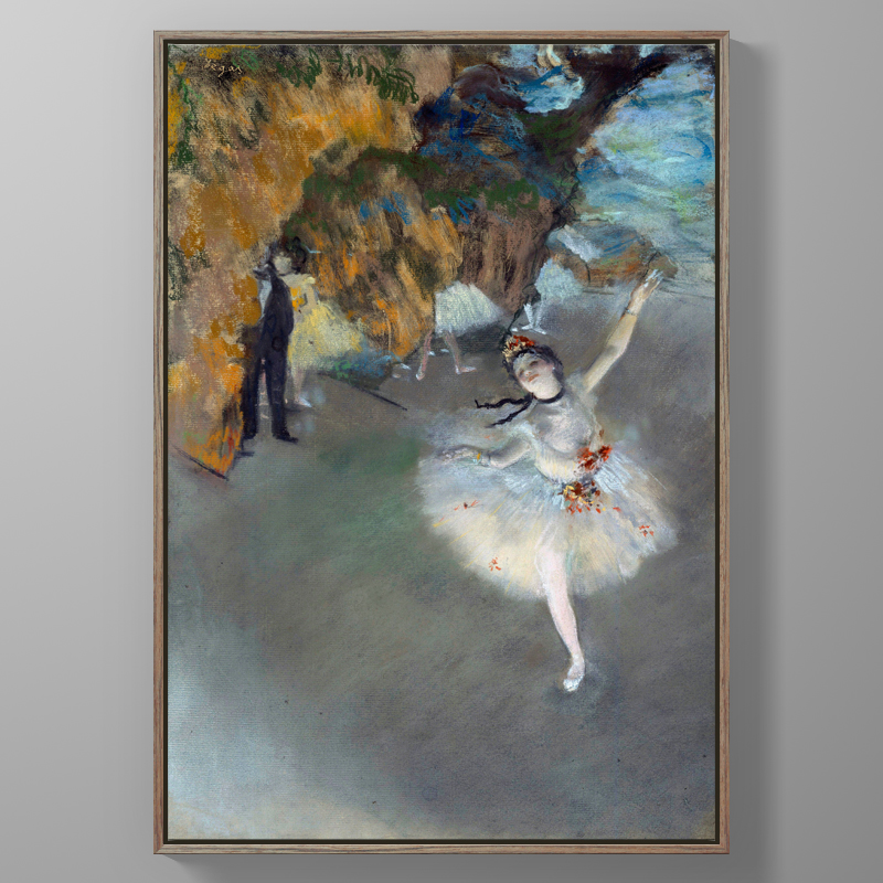 德加芭蕾明星装饰挂画印象派实木外框舞蹈客厅书房小众名画定制品