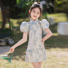 女童旗袍中国风礼服儿童唐装大童改良古筝演出服公主裙夏2025新款