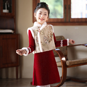 2026新款 女童旗袍裙国风过年拜年服新中式 冬季 套装 唐装 儿童新年装