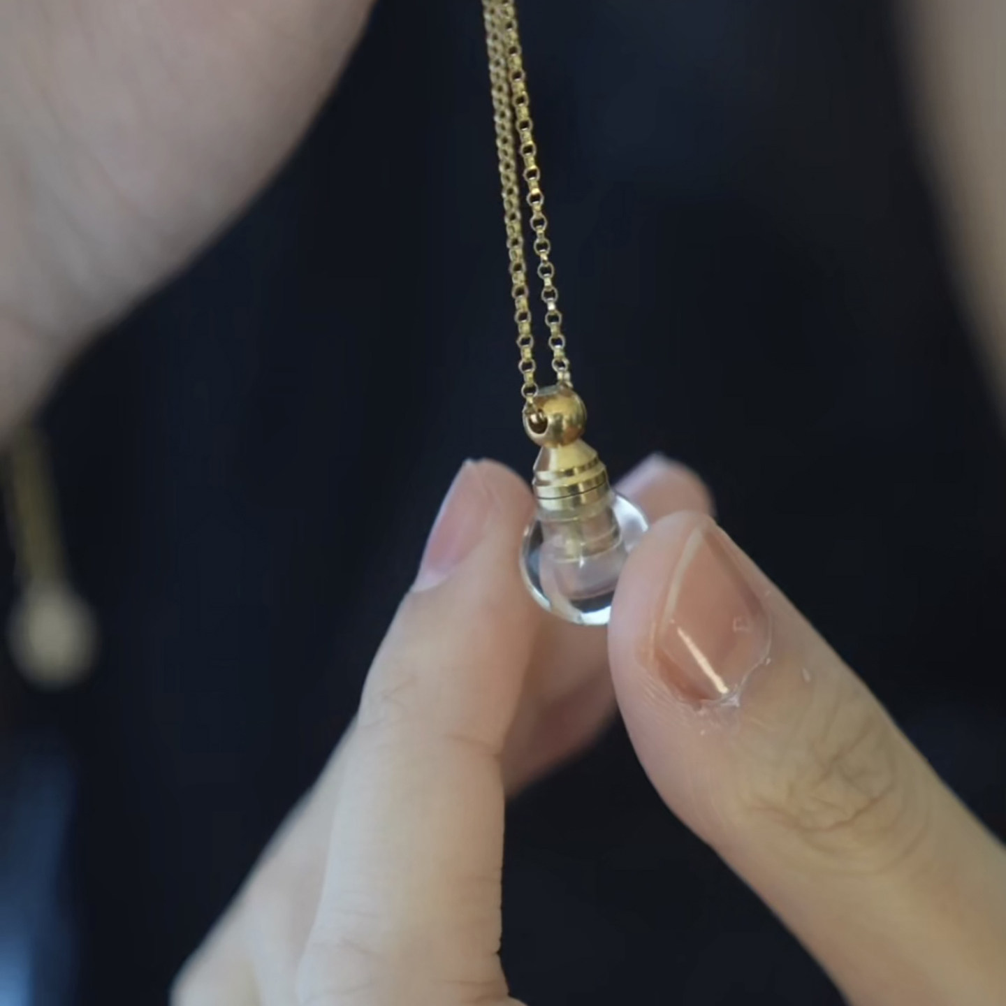小众设计 天然白水晶球能量石精油瓶香水瓶吊坠14k包金项链锁骨链