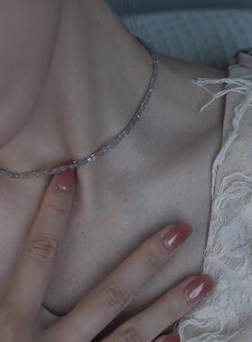 灰月光石拉长石颈链choker