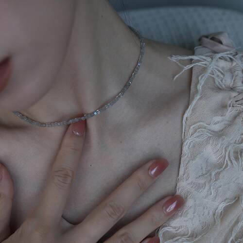 灰月光石拉长石颈链choker