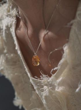 不规则吊坠黄水晶能量石项链