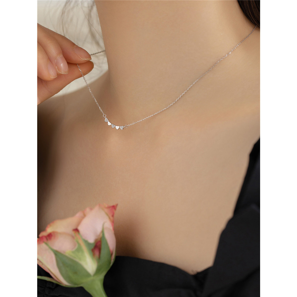 lemon studio原创设计心动独白s925纯银仙女爱心锁骨链项链现货