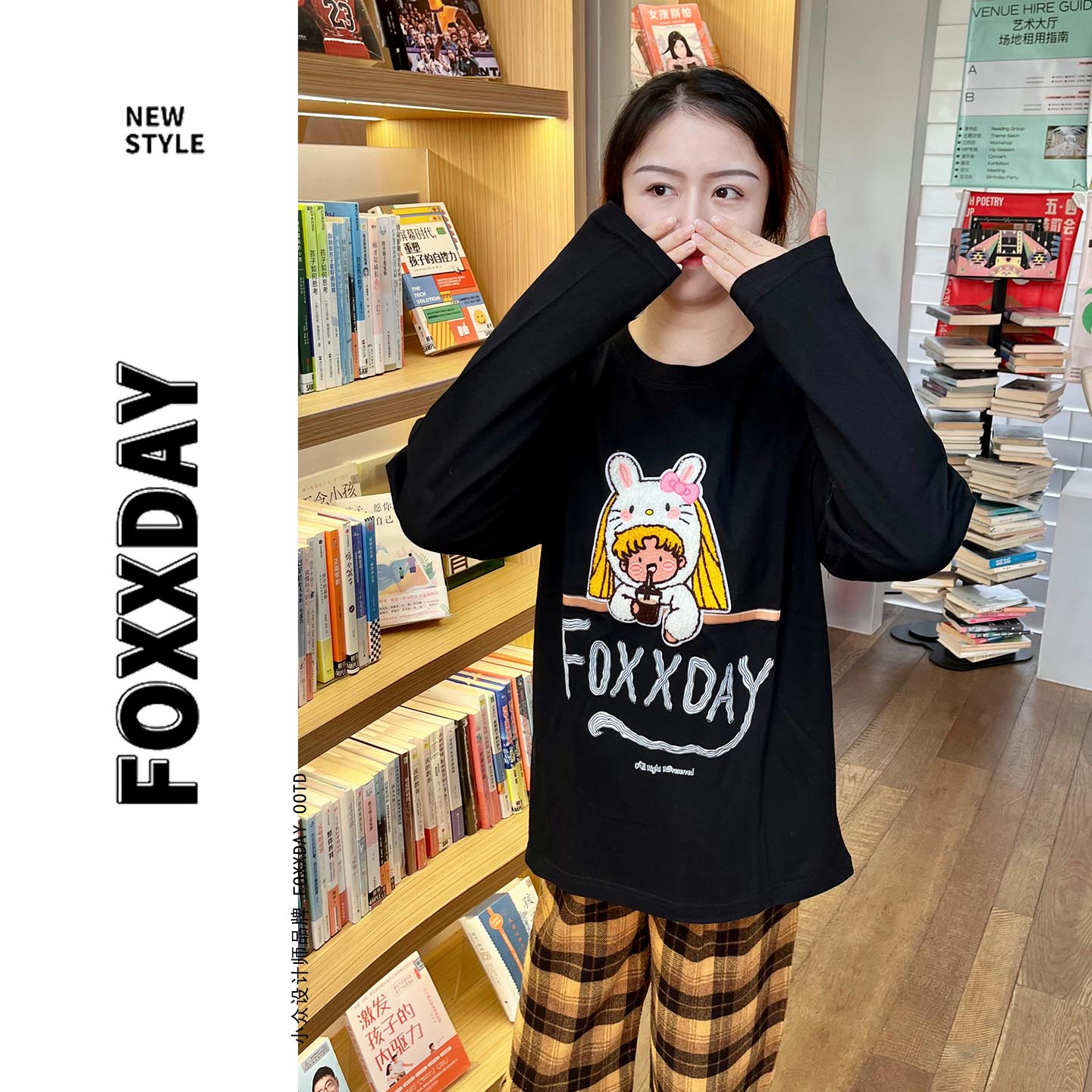 FOXXDAY美少女壮士·小众原创美少女趣味圆领卫衣宽松周边二次元