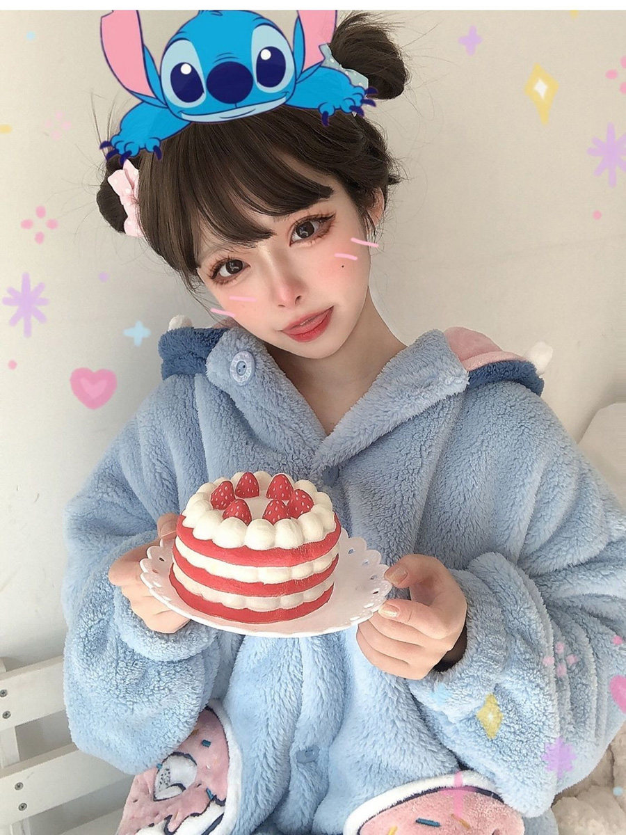 STITCH PAJAMAS WOMENS AUTUMN WINTER 2024 NEW CUTE PILE THICKENED NIGHTGOWNCORAL VELVET LOUNGEWEAR BATHROBE