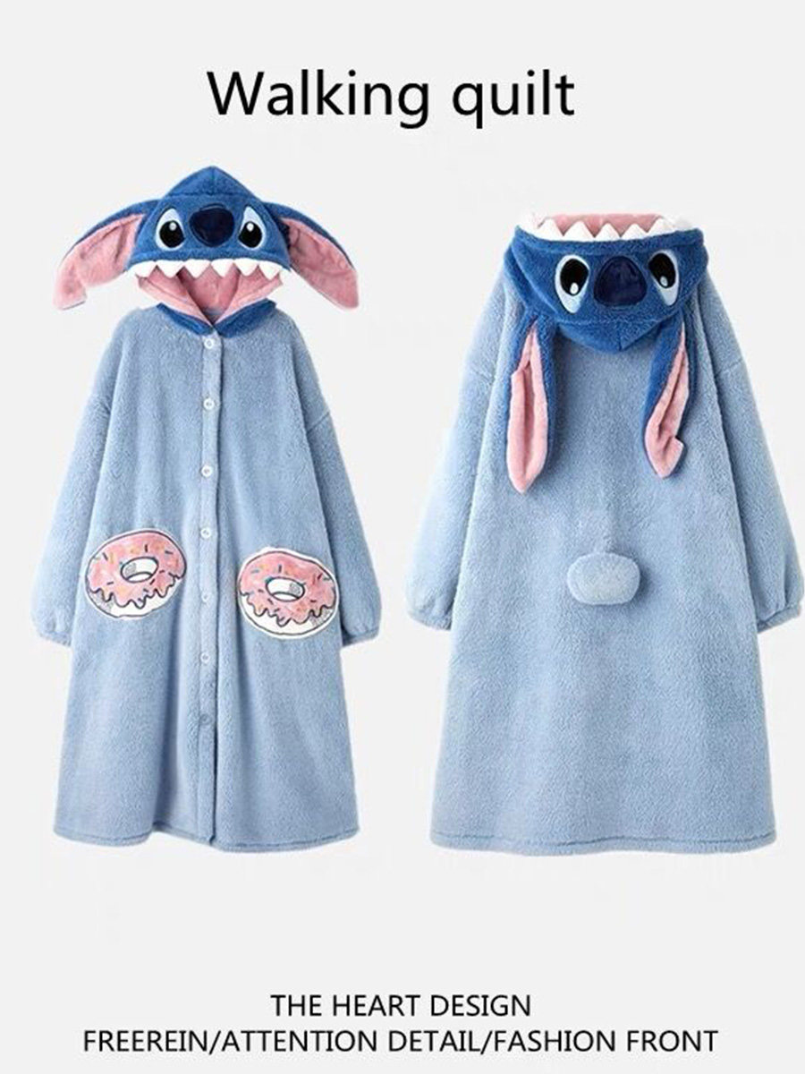 STITCH PAJAMAS WOMENS AUTUMN WINTER 2024 NEW CUTE PILE THICKENED NIGHTGOWNCORAL VELVET LOUNGEWEAR BATHROBE