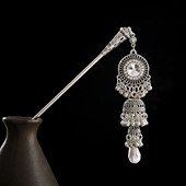 古风长款 流苏合金发簪女民族风汉服盘发饰百搭西藏旅行简约盘发钗