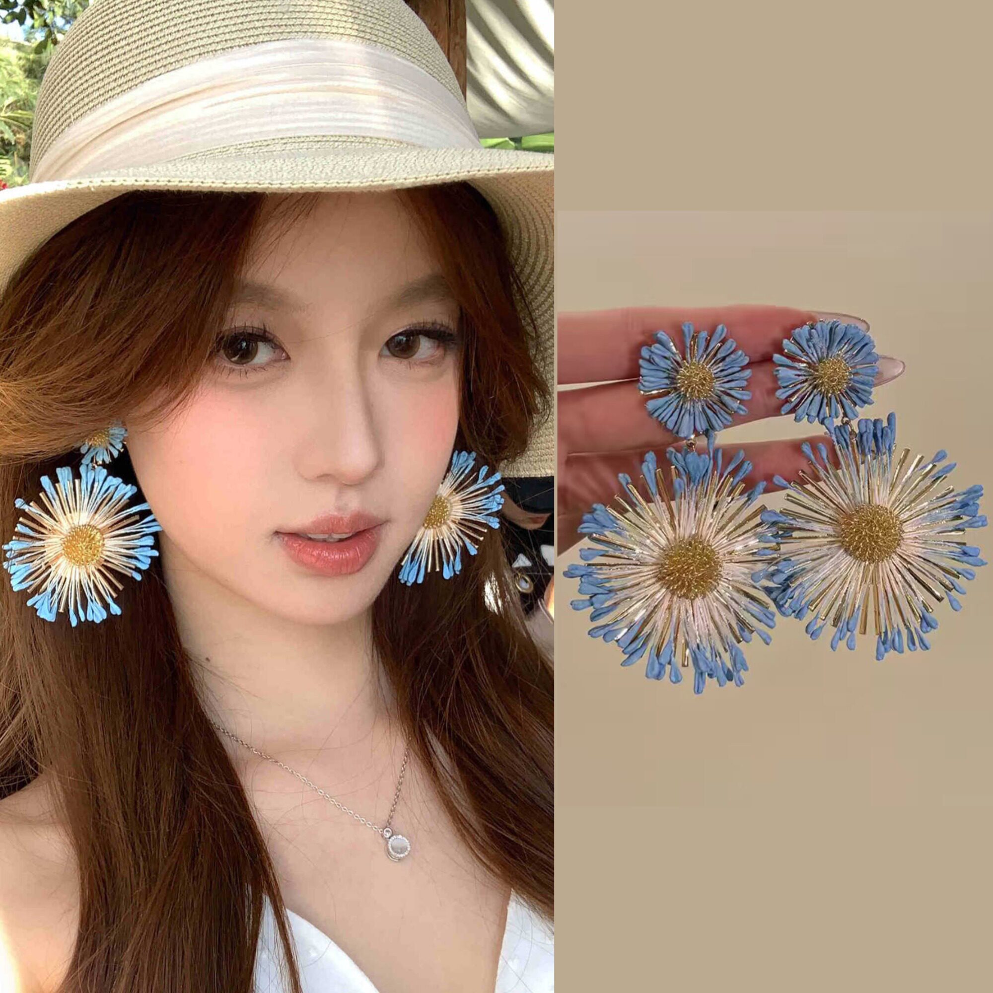 小众设计感海边度假风太阳花耳环