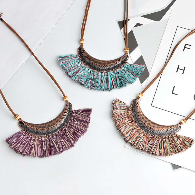 波西米亞簡約流蘇項鏈個性複古月牙形頸鏈毛衣鏈女歐美誇張項飾品在類目 飾品/流行首飾/時尚飾品新, 項鍊中 - 來自Buy2taobao.com提供專業的淘寶代購服務