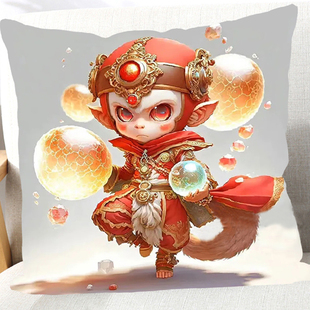 高颜值十二生肖猴子十字绣抱枕手工线绣卧室靠枕套diy满绣材料包