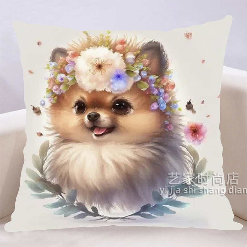 可爱生肖狗十字绣抱枕2025新款小花自己线绣卧室diy刺绣枕套简单