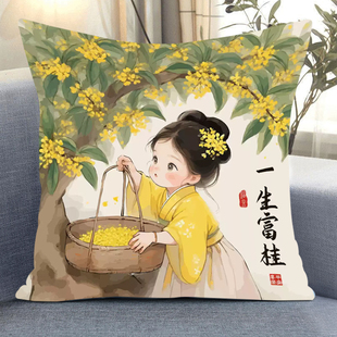 一生富贵十字绣2025新款线绣抱枕客厅沙发枕套好寓意桂花女孩刺绣
