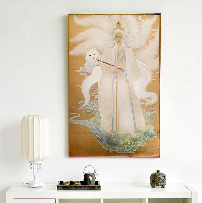 白狐十字绣2023新款线绣客厅古风男九尾狐满钻小件狐狸贴钻石画5d