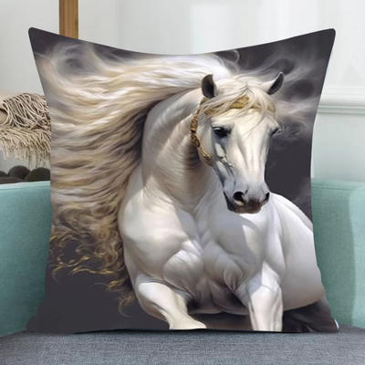 白色骏马抱枕十字绣手工diy满绣客厅沙发靠枕套马到成功自己刺绣