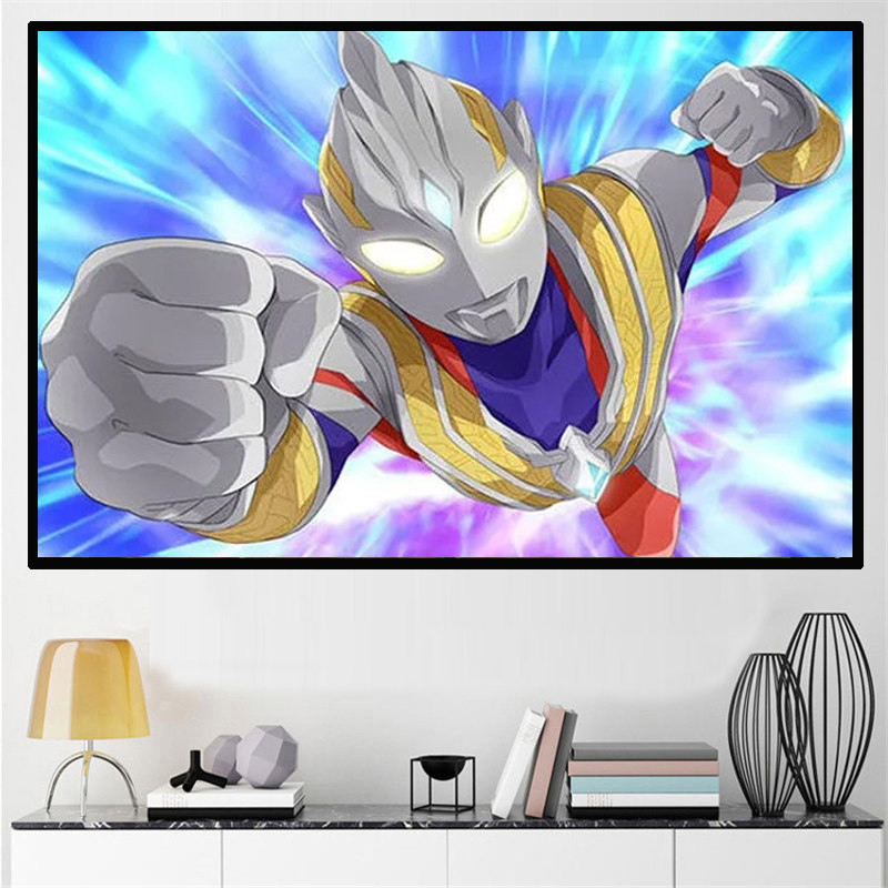 奥特曼十字绣2022新款棉丝线刺绣卡通动漫儿童房卧室小件5d钻石画