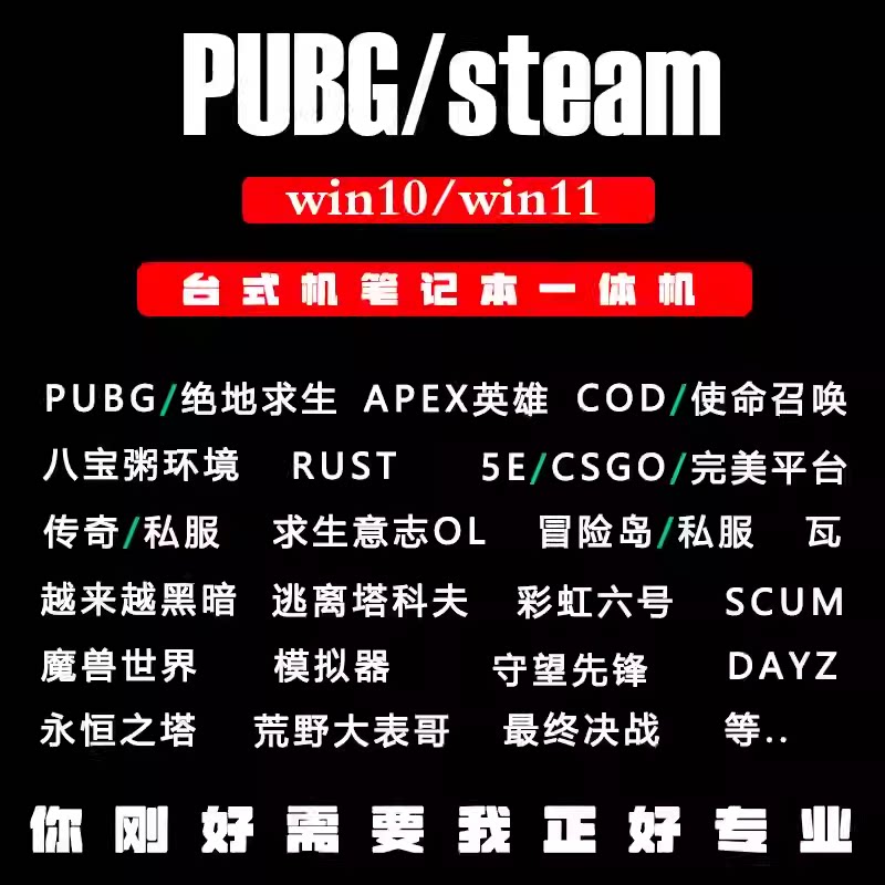 电脑机器LOL穿越火线APEX英雄联盟CF塔科夫5无畏契约pubg绝地求生