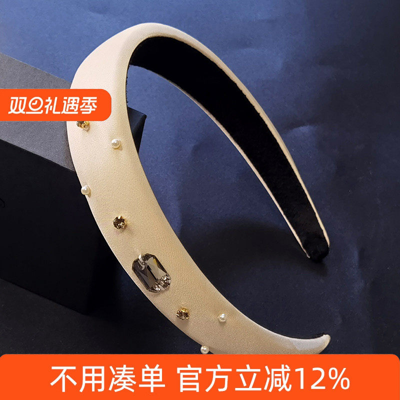 韩国简约百搭高颅顶海棉发箍女宽边洗脸头箍发捆刘海压发镶钻发卡