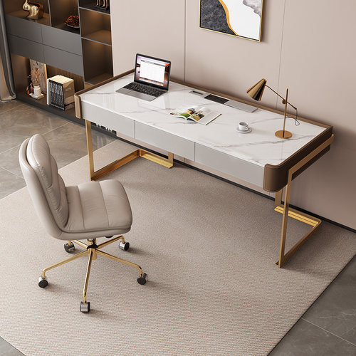 马鞍皮岩板电脑桌书房电脑桌