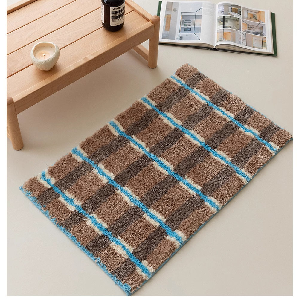 跨境复古簇绒仿羊绒地毯浴室卫生间簇绒家用防滑地毯房间进门脚垫