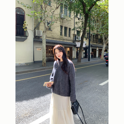 Peanut 花生糖 云朵触感 羊绒羊毛拉绒圆领毛衣秋冬新宽松小众