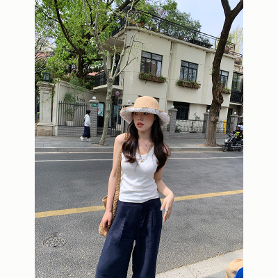 Peanut 花生糖竹节螺纹u领宽肩背心女夏季新款休闲百搭内搭打底