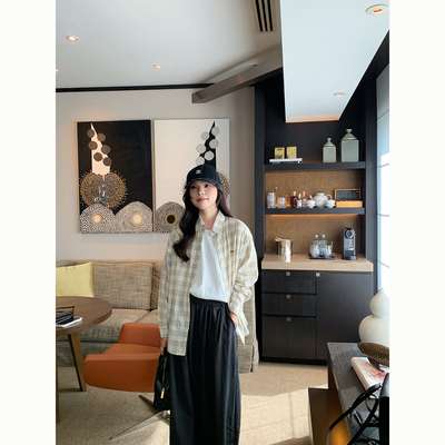 Peanut 花生糖（4/10 20:00 上新）复古格纹长袖衬衫