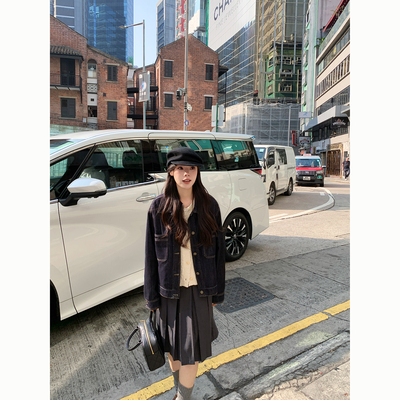 Peanut 花生糖 双口袋套结牛仔外套春季新款韩版宽松显瘦短外套