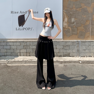 26th ootd! ｜美式复古百褶裙裤假两件设计感个性西装屁帘长裤子