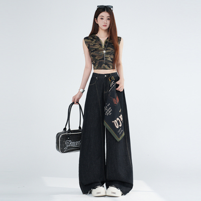 【Wild】新品速递｜潮流酷飒自由风｜时髦街头黑金弯刀裤女 常规&