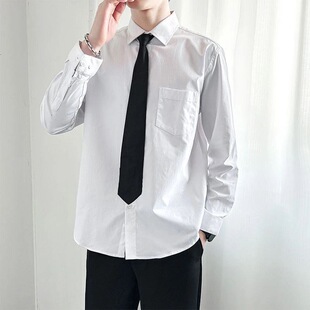 白衬衣男女百搭白衬衫 学生白衬衣班服初高中加大码 长袖 纯白衬衫