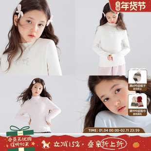 【保暖蓄热纤维】三色百搭烫钻蝴蝶结半高领打底衫保暖长袖内搭冬