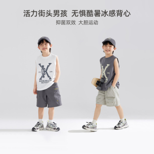 t恤 兒童潮酷印花背心夏日柔軟親膚上衣清涼觸感無(wú)袖 涼感抑菌
